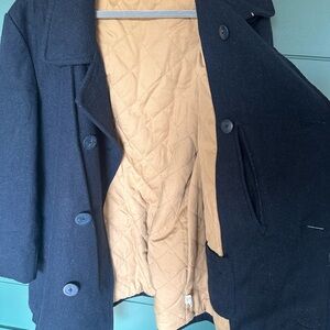 J Crew  Dark Navy Deck Peacoat w/Tan Lining